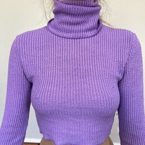 purple turtle neck crop top